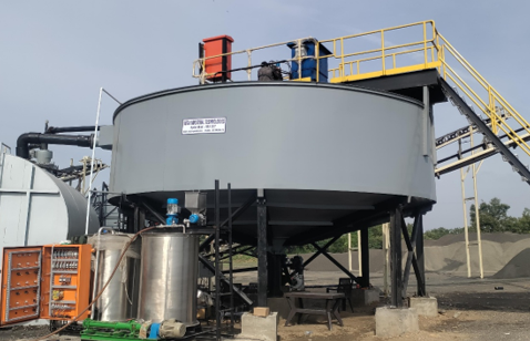 Thickener with walkway and handrails